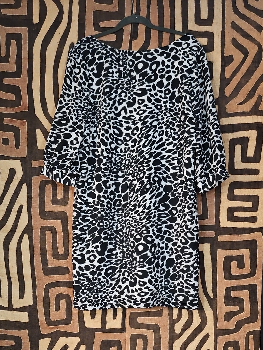 Helene Berman Black and White Leopard Print Dress fully lined